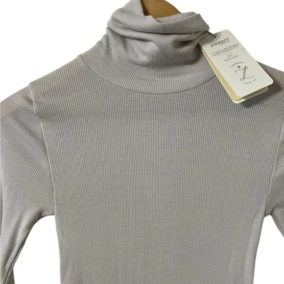 NWT ZIMMERLI Rolled Silk Cotton Dove Turtleneck Long Sleeve Top - Picture 7 of 11